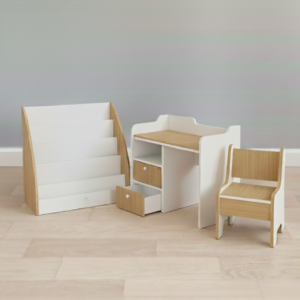 pack infantil escritorio, silla y librero roble americano