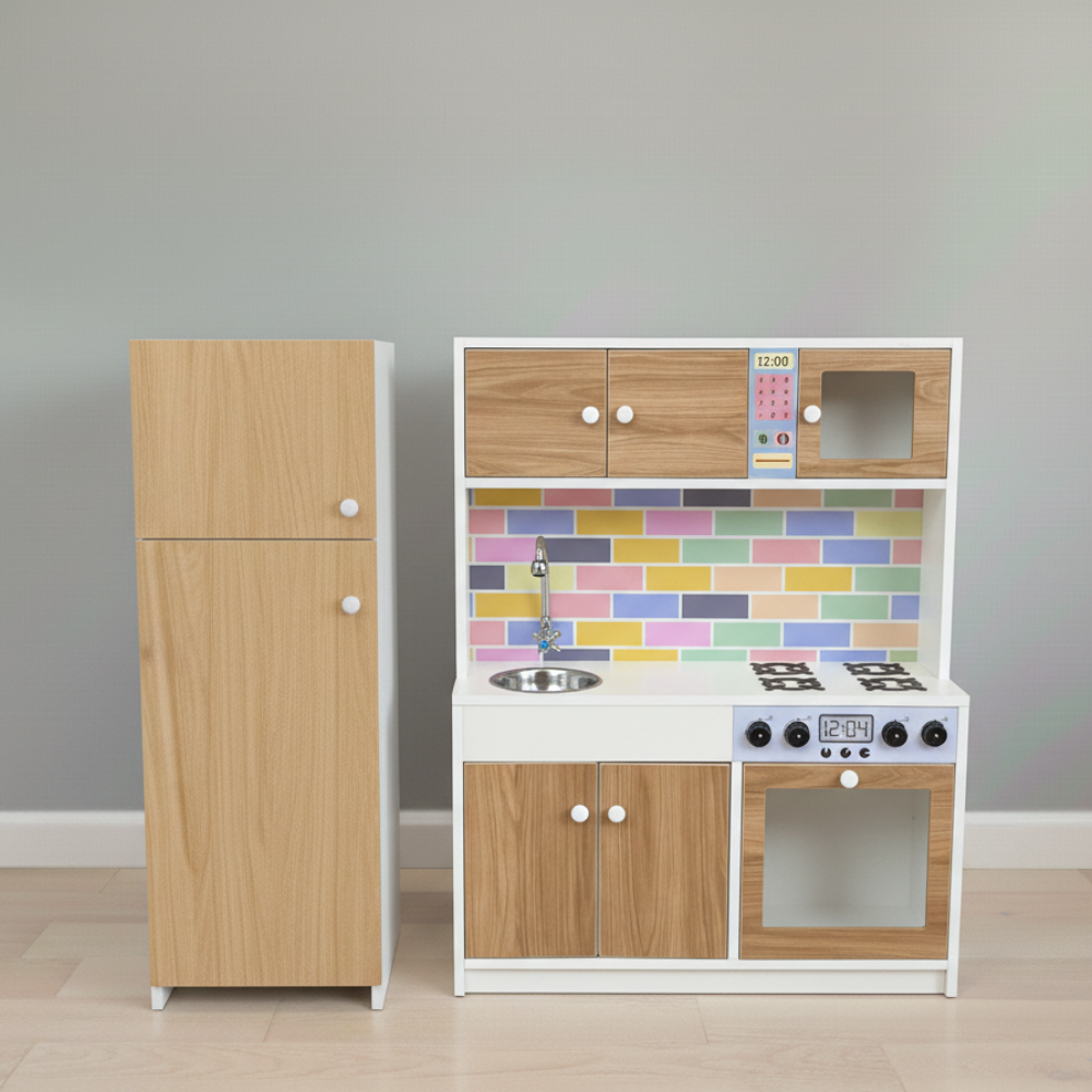 pack infantil cocina mini y refrigeradora roble americano pack infantil cocina mini y refrigeradora roble americano